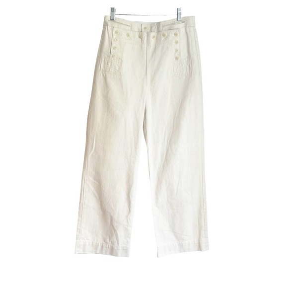 Tory Burch Button Detail Cropped Wide Leg Sailor Pants Size 6 NWOT - Picture 5 of 11